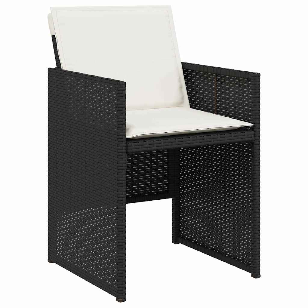 Have Spisebordssæt med pude 9 pcs Sort polyrattan