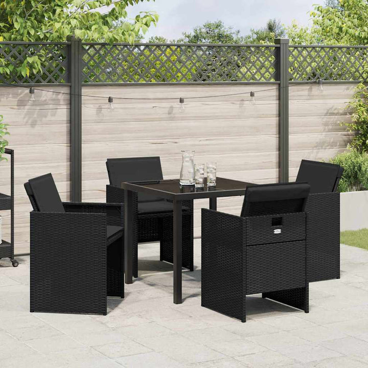 Have Spisebordssæt med pude 5 pcs Sort polyrattan