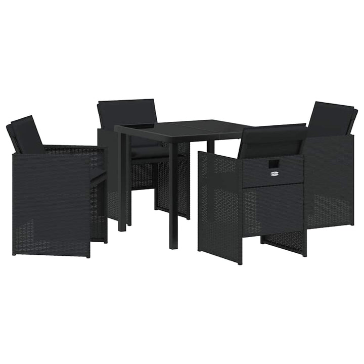 Have Spisebordssæt med pude 5 pcs Sort polyrattan