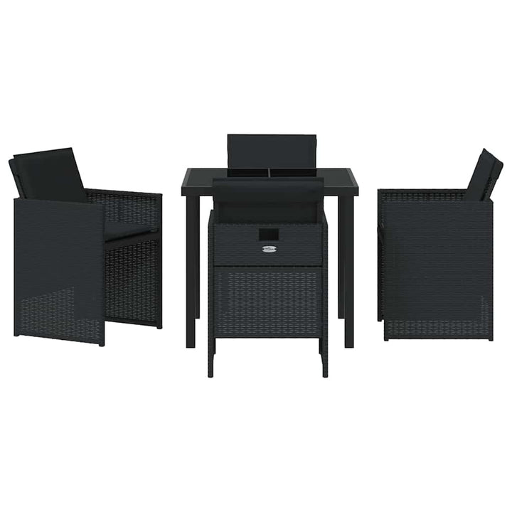Have Spisebordssæt med pude 5 pcs Sort polyrattan
