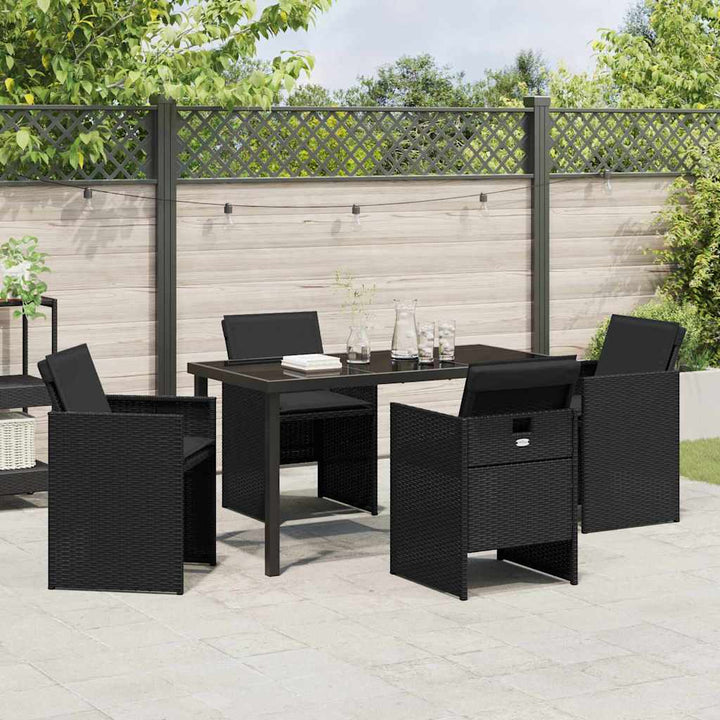 Have Spisebordssæt med pude 5 pcs Sort polyrattan