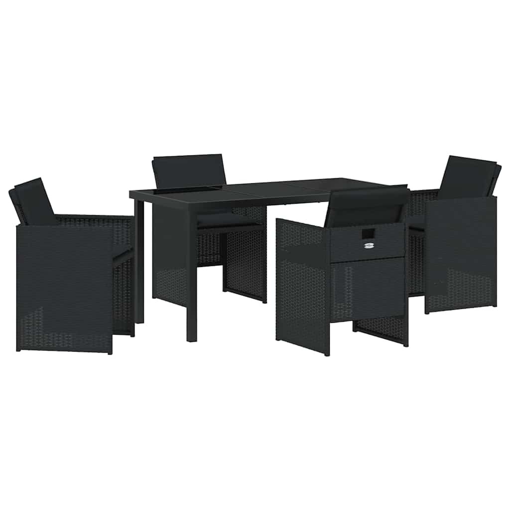 Have Spisebordssæt med pude 5 pcs Sort polyrattan