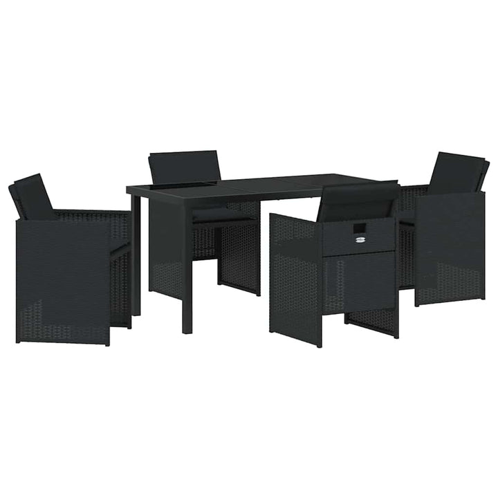 Have Spisebordssæt med pude 5 pcs Sort polyrattan