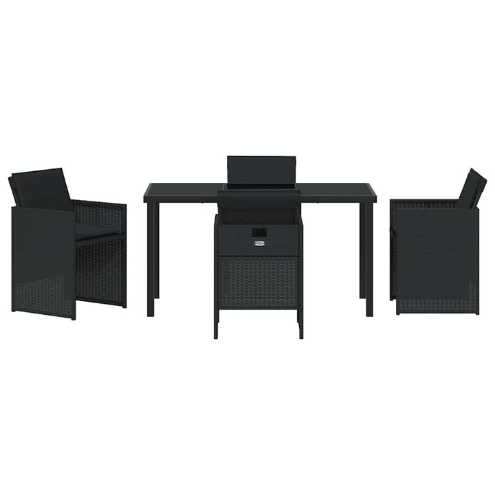 Have Spisebordssæt med pude 5 pcs Sort polyrattan