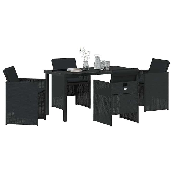 Have Spisebordssæt med pude 5 pcs Sort polyrattan