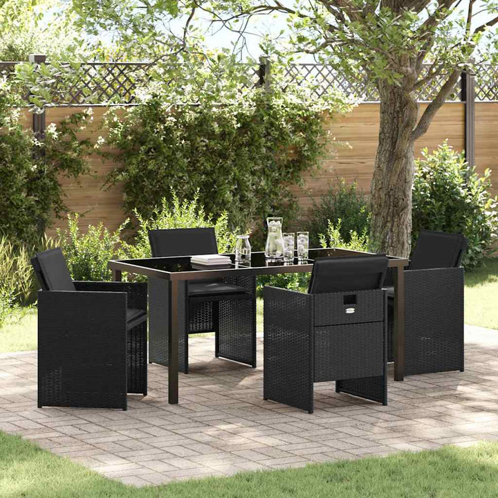 Have Spisebordssæt med pude 5 pcs Sort polyrattan