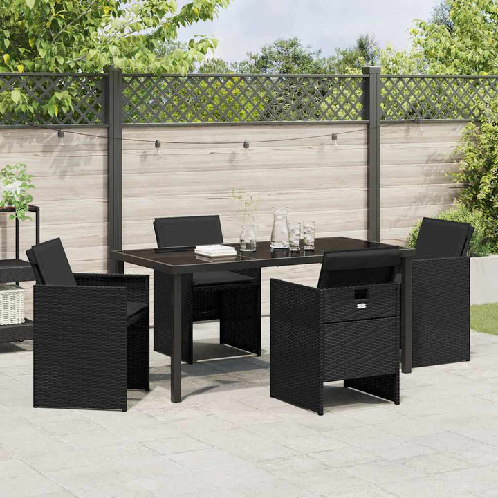 Have Spisebordssæt med pude 5 pcs Sort polyrattan
