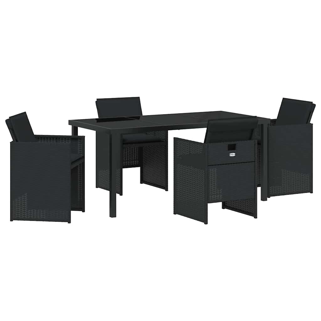 Have Spisebordssæt med pude 5 pcs Sort polyrattan