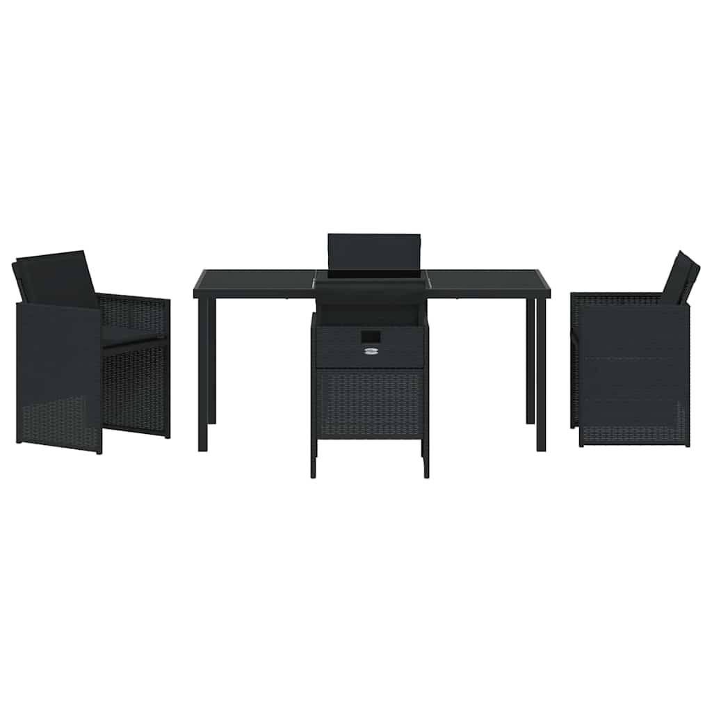 Have Spisebordssæt med pude 5 pcs Sort polyrattan