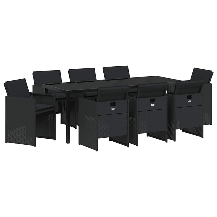 Have Spisebordssæt med pude 9 pcs Sort polyrattan