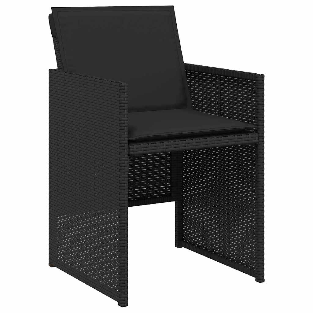 Have Spisebordssæt med pude 9 pcs Sort polyrattan