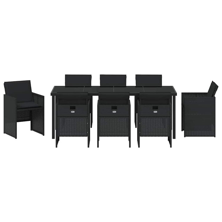 Have Spisebordssæt med pude 9 pcs Sort polyrattan