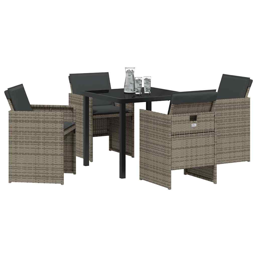 Have Spisebordssæt med pude 5 pcs Grå polyrattan