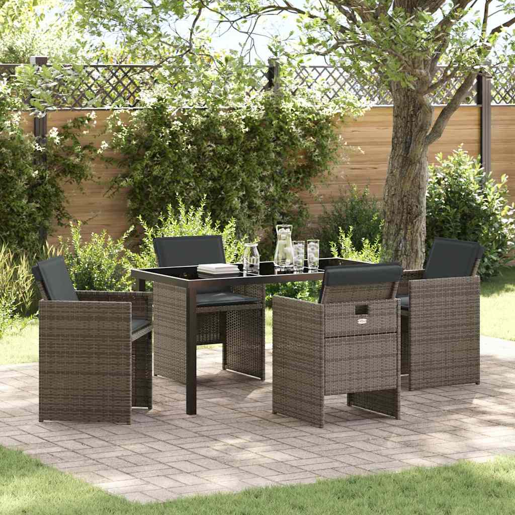 Have Spisebordssæt med pude 5 pcs Grå polyrattan