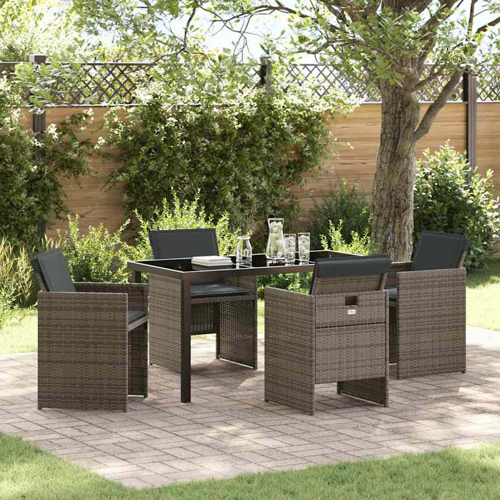 Have Spisebordssæt med pude 5 pcs Grå polyrattan