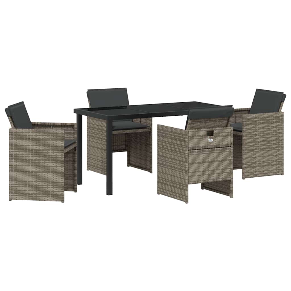 Have Spisebordssæt med pude 5 pcs Grå polyrattan