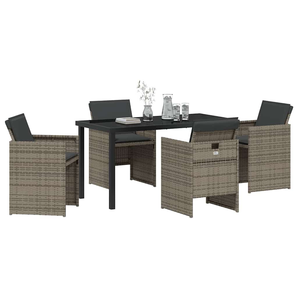 Have Spisebordssæt med pude 5 pcs Grå polyrattan