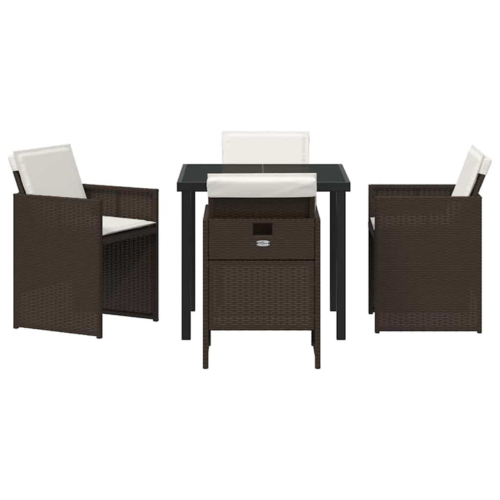 Have Spisebordssæt med pude 5 pcs Brun polyrattan