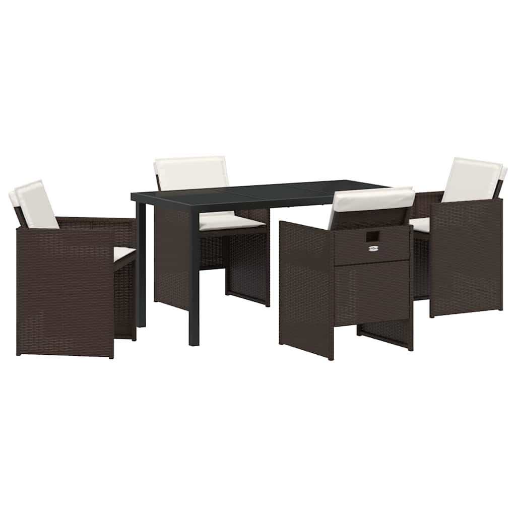 Have Spisebordssæt med pude 5 pcs Brun polyrattan