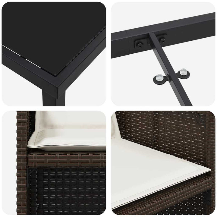 Have Spisebordssæt med pude 5 pcs Brun polyrattan