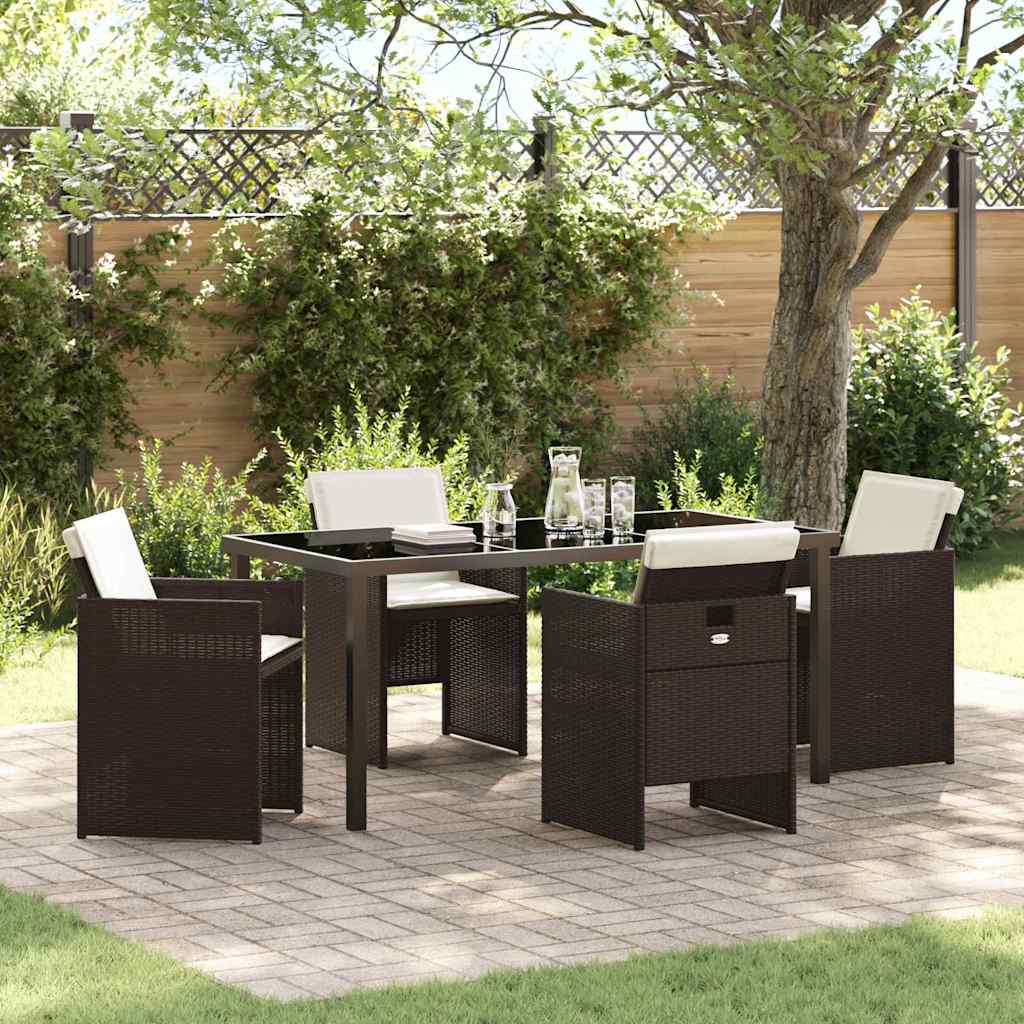 Have Spisebordssæt med pude 5 pcs Brun polyrattan