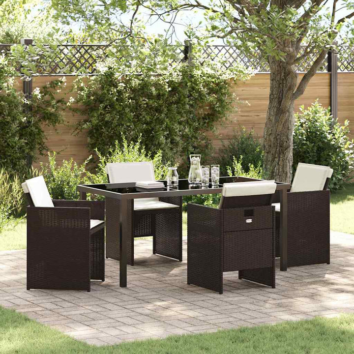 Have Spisebordssæt med pude 5 pcs Brun polyrattan