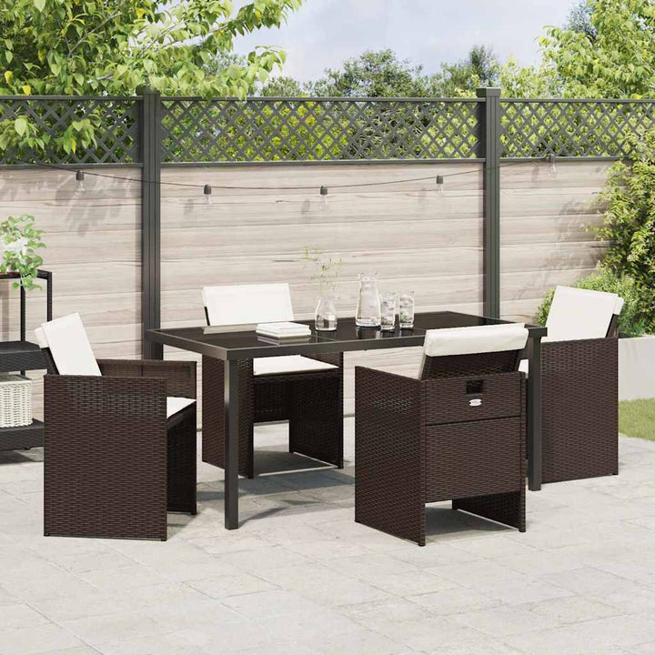 Have Spisebordssæt med pude 5 pcs Brun polyrattan