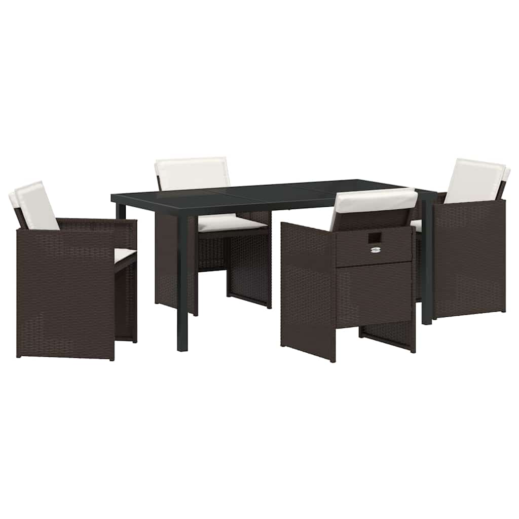 Have Spisebordssæt med pude 5 pcs Brun polyrattan