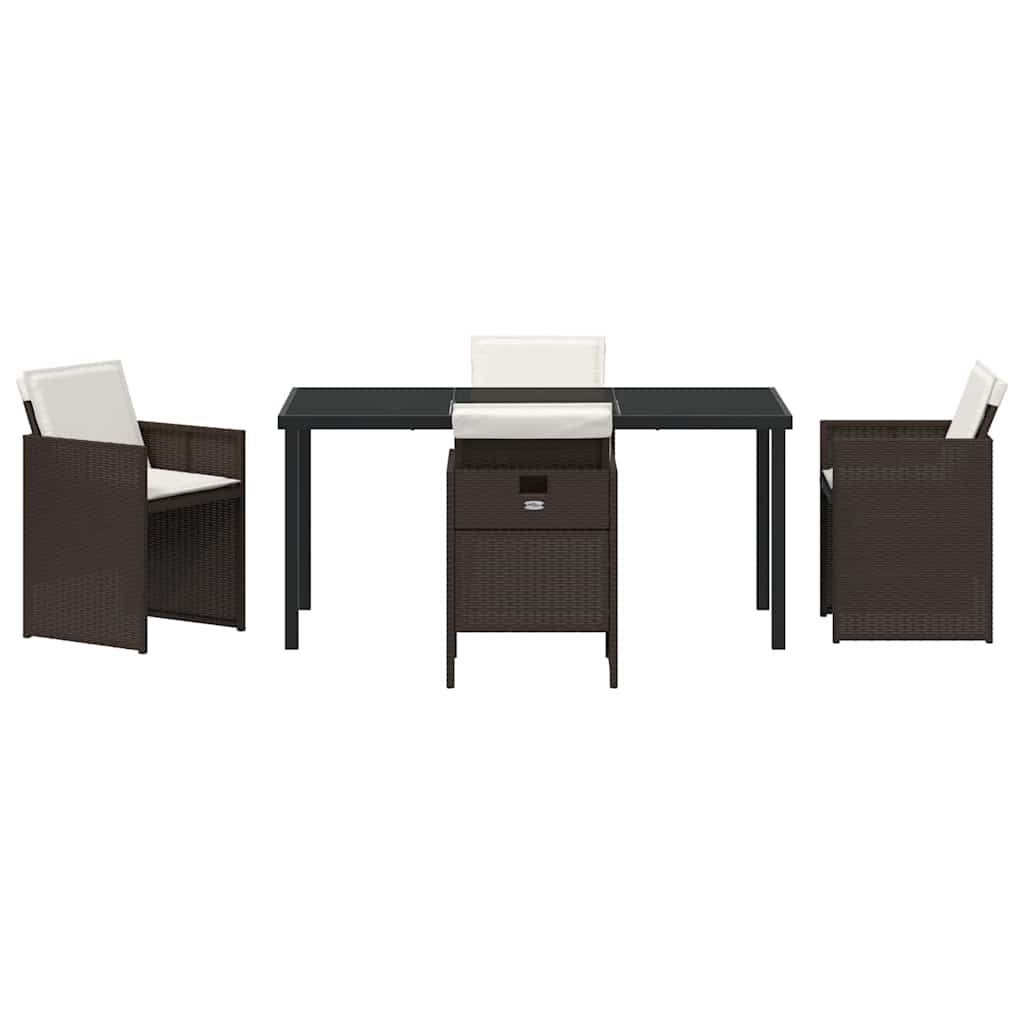 Have Spisebordssæt med pude 5 pcs Brun polyrattan