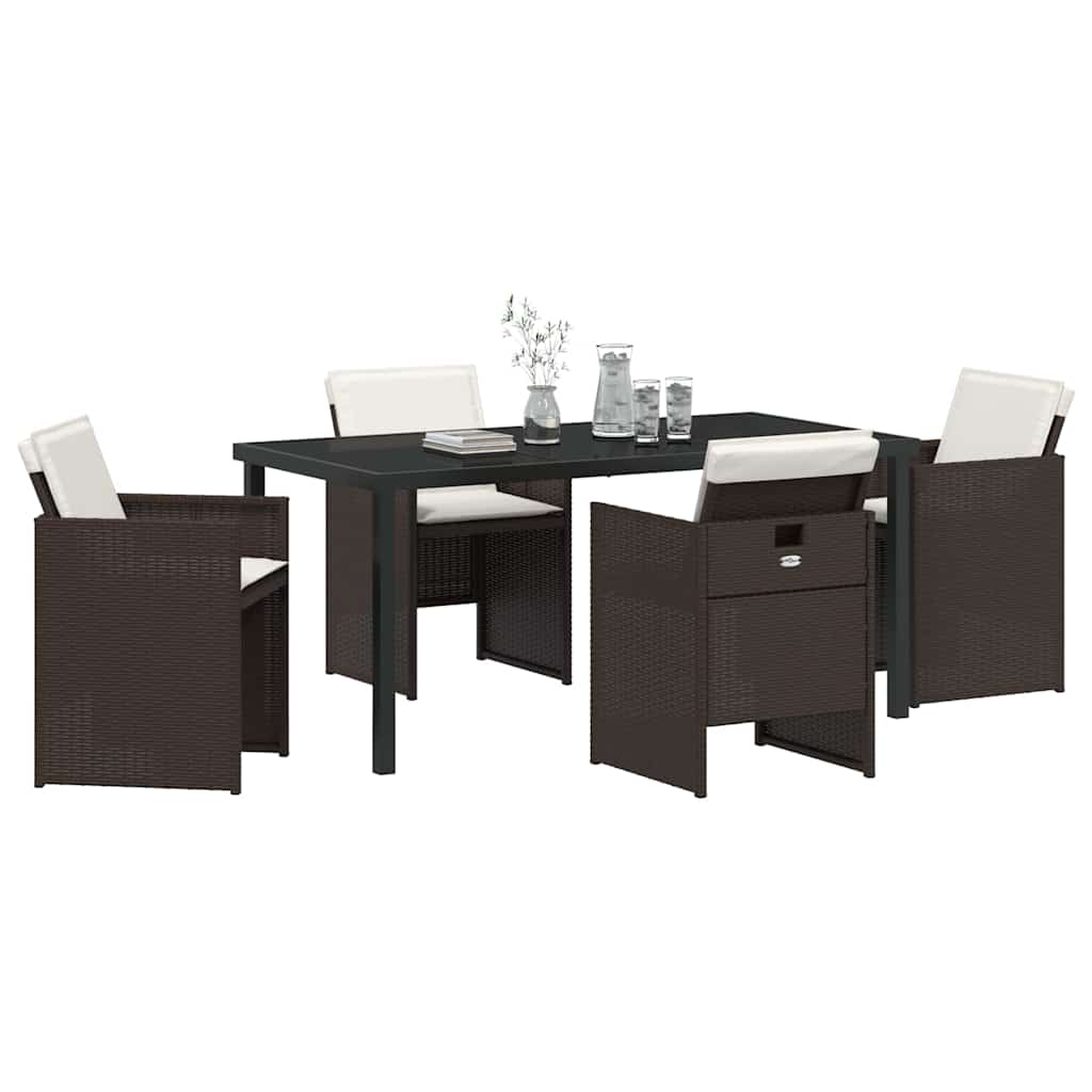 Have Spisebordssæt med pude 5 pcs Brun polyrattan