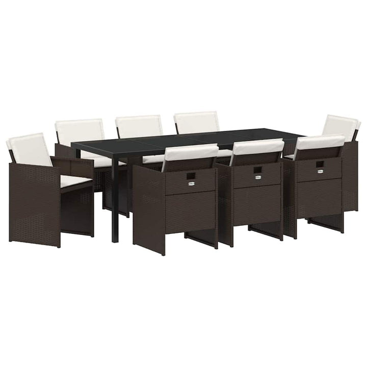Have Spisebordssæt med pude 9 pcs Brun polyrattan