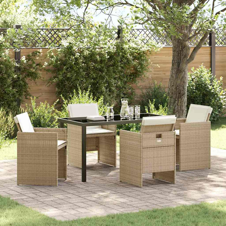 Have Spisebordssæt med pude 5 pcs Beige polyrattan