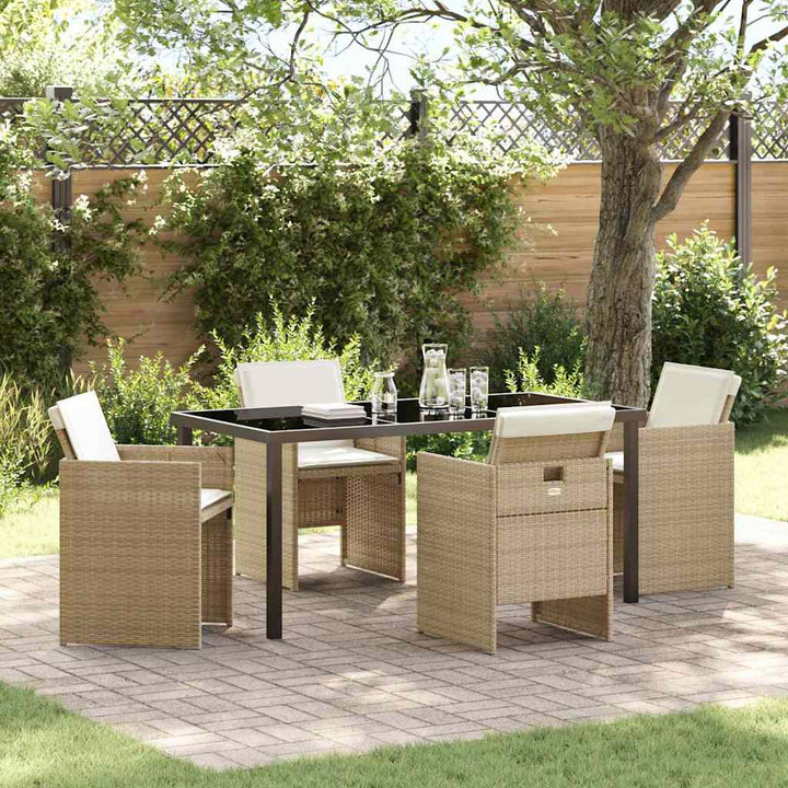 Have Spisebordssæt med pude 5 pcs Beige polyrattan