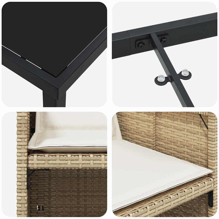 Have Spisebordssæt med pude 9 pcs Beige polyrattan