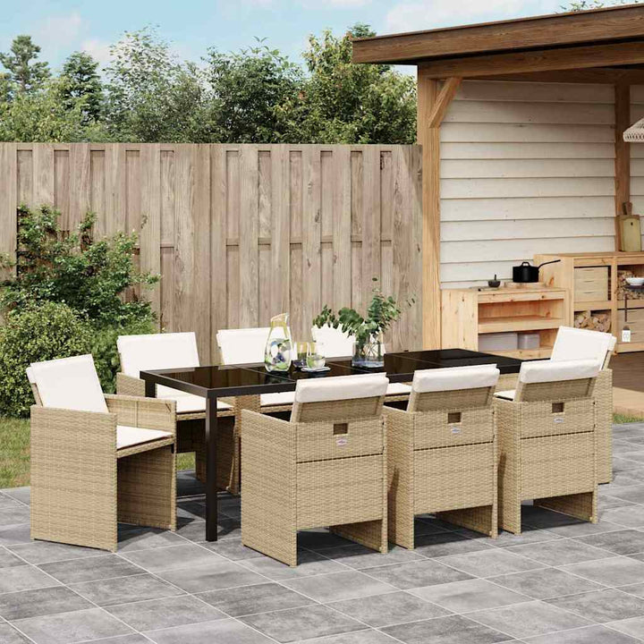 Have Spisebordssæt med pude 9 pcs Beige polyrattan
