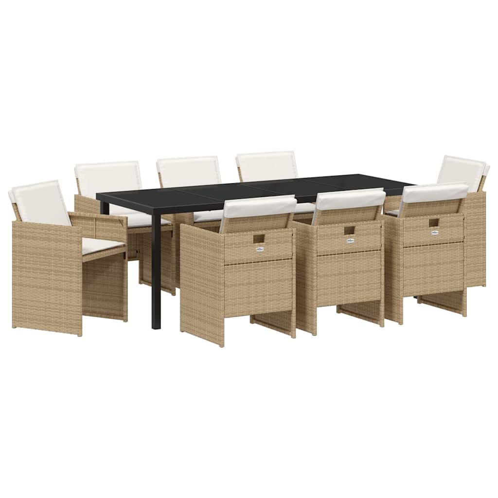 Have Spisebordssæt med pude 9 pcs Beige polyrattan