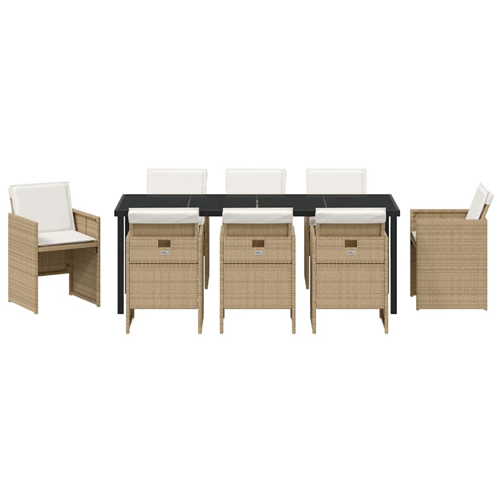 Have Spisebordssæt med pude 9 pcs Beige polyrattan