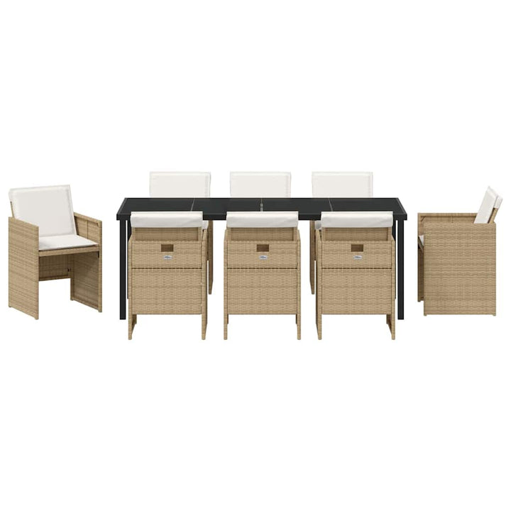 Have Spisebordssæt med pude 9 pcs Beige polyrattan