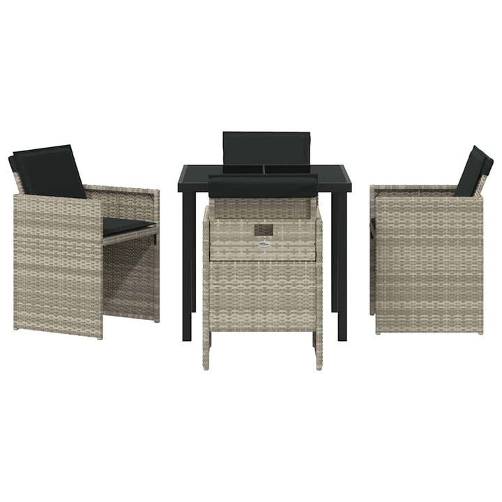 Have Spisebordssæt med pude 5 pcs Lysegrå polyrattan