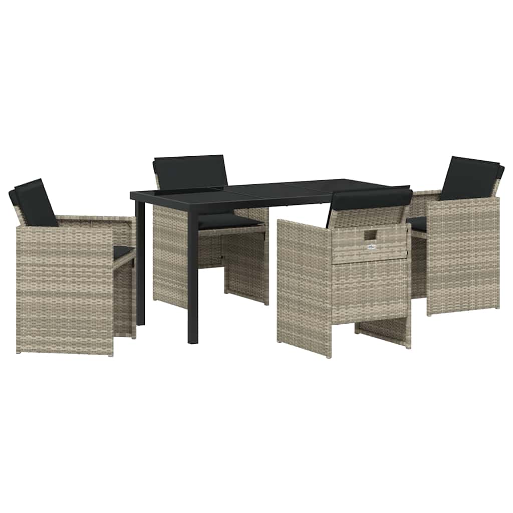 Have Spisebordssæt med pude 5 pcs Lysegrå polyrattan