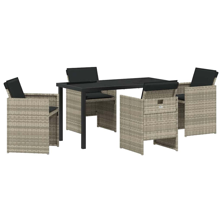 Have Spisebordssæt med pude 5 pcs Lysegrå polyrattan