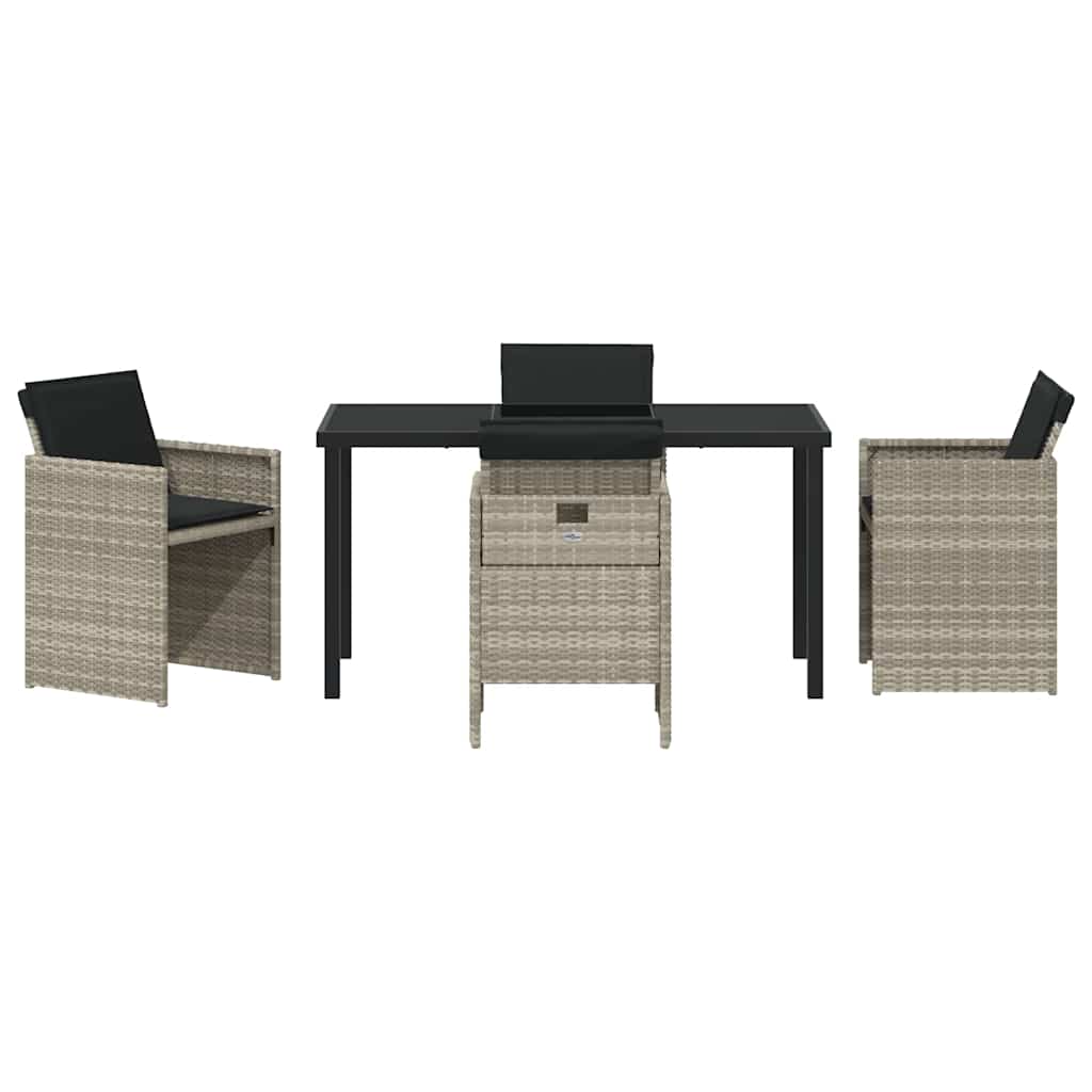 Have Spisebordssæt med pude 5 pcs Lysegrå polyrattan