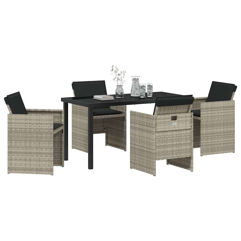 Have Spisebordssæt med pude 5 pcs Lysegrå polyrattan