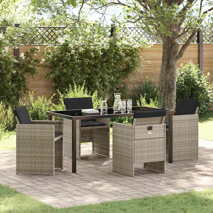 Have Spisebordssæt med pude 5 pcs Lysegrå polyrattan