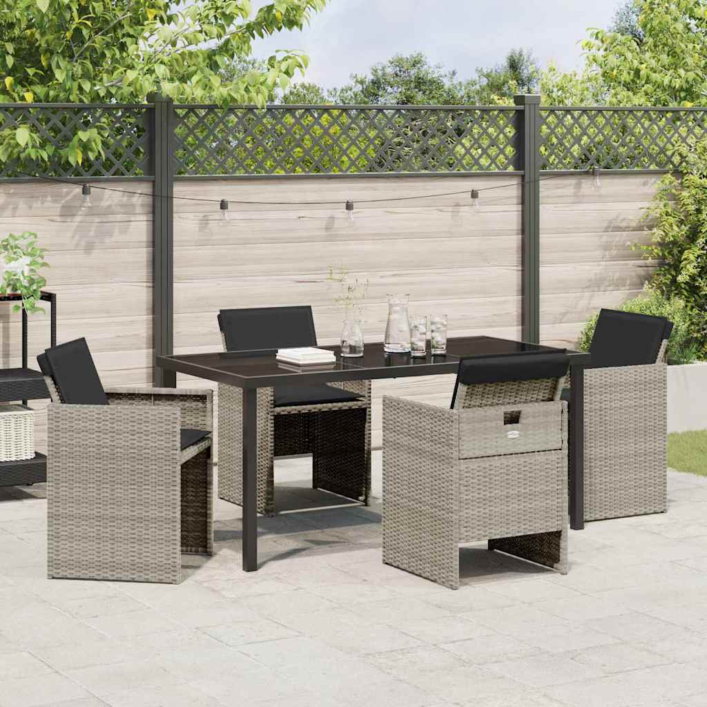 Have Spisebordssæt med pude 5 pcs Lysegrå polyrattan