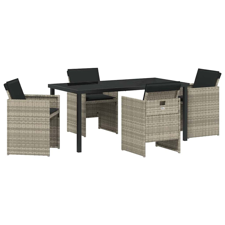 Have Spisebordssæt med pude 5 pcs Lysegrå polyrattan