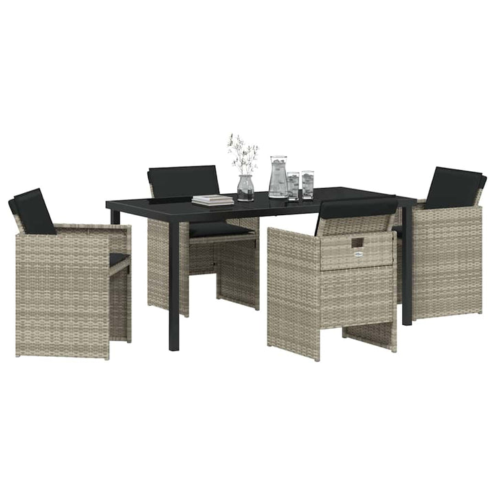 Have Spisebordssæt med pude 5 pcs Lysegrå polyrattan