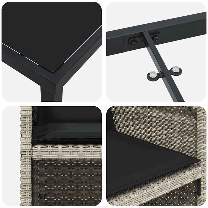 Have Spisebordssæt med pude 9 pcs Lysegrå polyrattan
