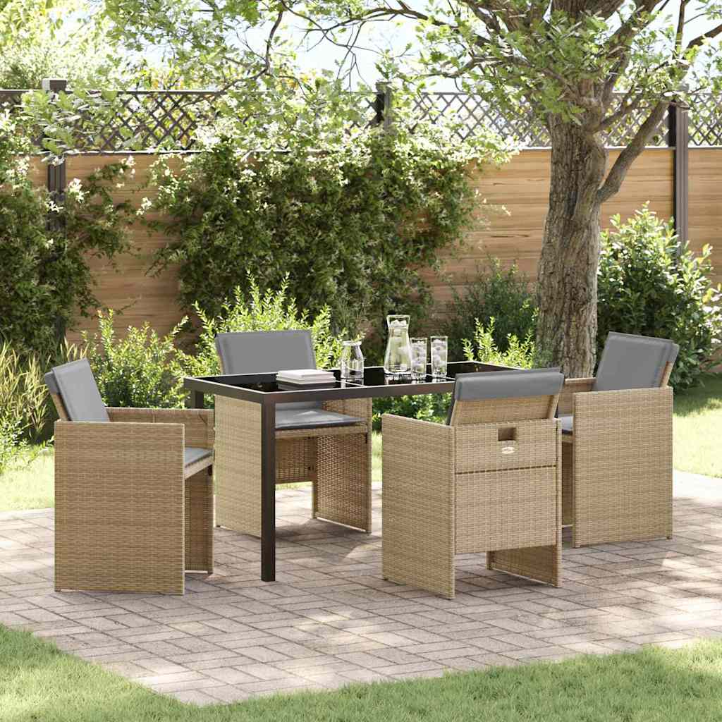 Have Spisebordssæt med pude 5 pcs Beige polyrattan