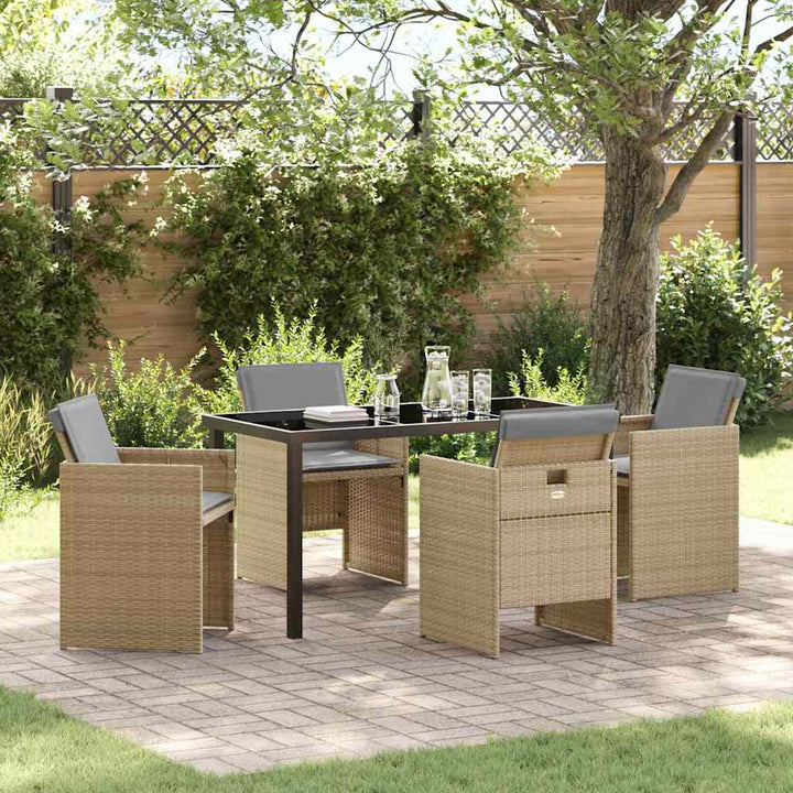Have Spisebordssæt med pude 5 pcs Beige polyrattan